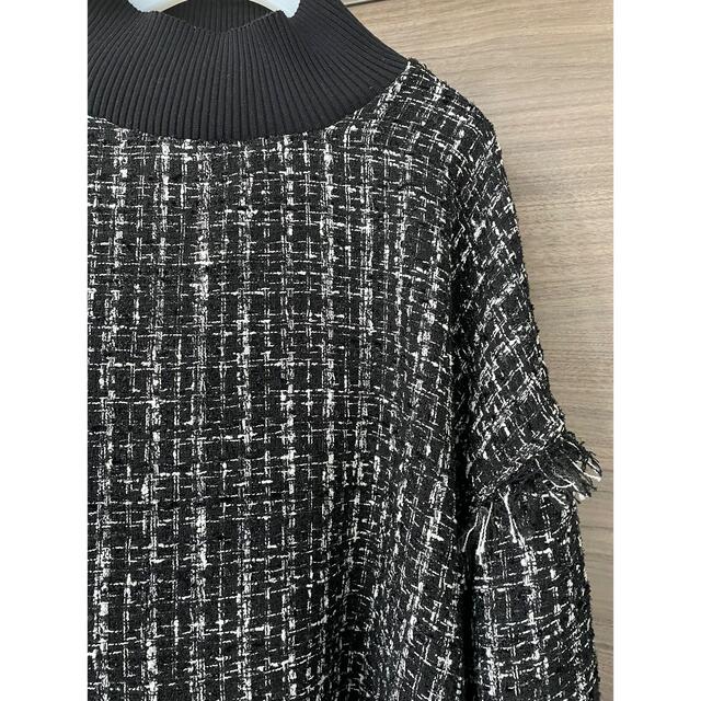 ZARA(ザラ)の【ZARA/ザラ】ツイードトップス/黒(S) レディースのトップス(カットソー(長袖/七分))の商品写真