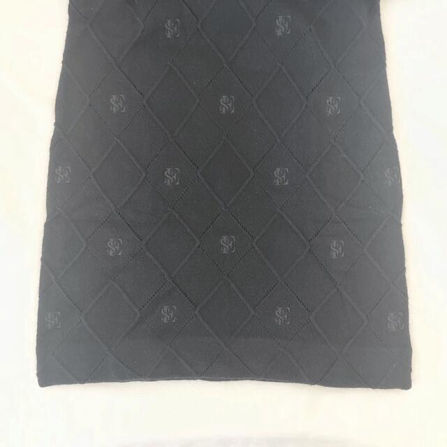 eimy istoire ES ロゴ刺繍アーガイルニットワンピース ブラック eimy istoire ES ロゴ刺繍アーガイルニットワンピース ブラック