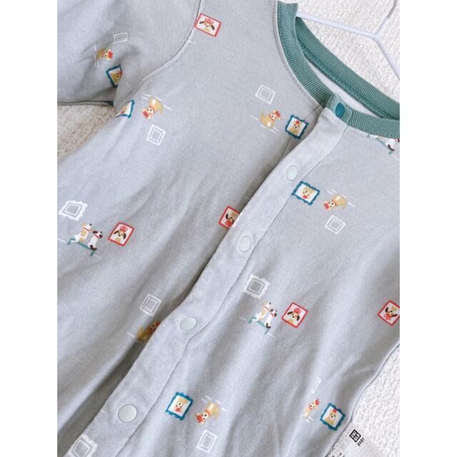 UNIQLO(ユニクロ)のユニクロベビー くすみグリーン ロンパース60 キッズ/ベビー/マタニティのベビー服(~85cm)(ロンパース)の商品写真