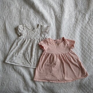 エイチアンドエム(H&M)のH&M　半袖　Tシャツ　ワンピース　80　花柄　ピンク(Ｔシャツ)