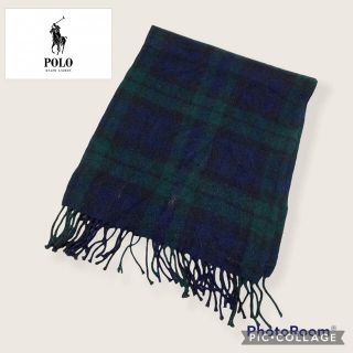 ポロラルフローレン(POLO RALPH LAUREN)の【美品】ポロラルフローレン　グリーンチェック　マフラー　カシミヤ100%(マフラー/ショール)