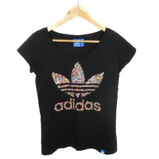 アディダス(adidas)のアディダス Tシャツ カットソー 半袖 クルーネック 薄手 プリント OT 黒(Tシャツ(半袖/袖なし))