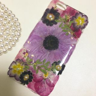 iPhone6・6sケース☆押し花ケース☆大人シック☆パープル☆赤系(スマホケース)