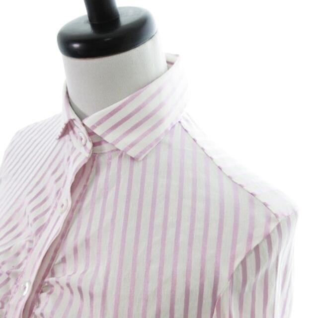 ナラカミーチェ シャツ 七分袖 ステンカラー ギャザー ストライプ 0 ピンク レディースのトップス(その他)の商品写真