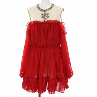 ジャンバティスタヴァリ(Giambattista Valli)のジャンバティスタヴァリ H&M チュニック ミニワンピース ビジュー 38P 赤(チュニック)