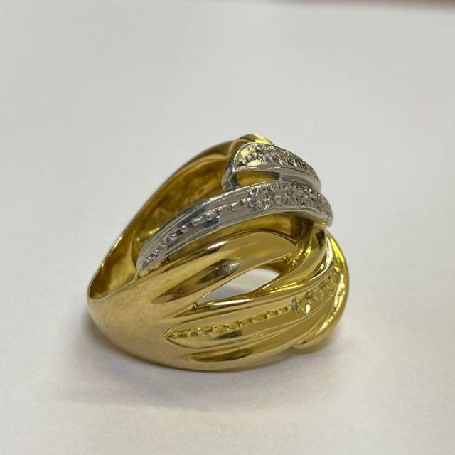 K18Pt900 幅広 天然ダイヤモンドリング サイズ16号 10.3ｇ - リング(指輪)