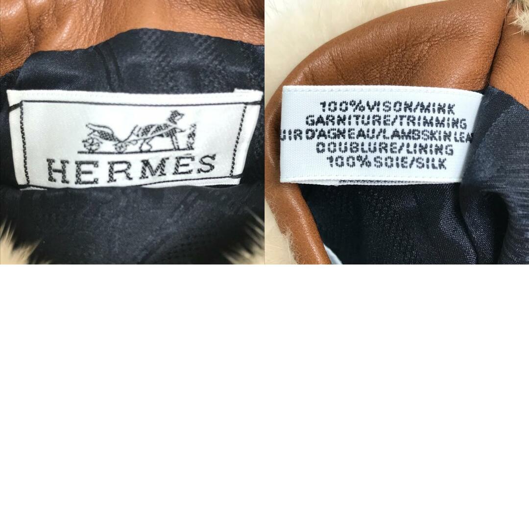 エルメス HERMES ハンドマフ ファー ハンドウォーマー 防寒具 手袋 ミンク ナチュラル ベージュブラウン系