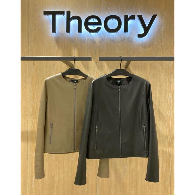 theory(セオリー)のTheory 21ss ノーカラーレザージャケット レディースのジャケット/アウター(ノーカラージャケット)の商品写真