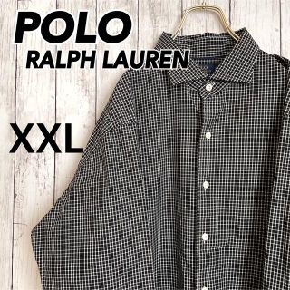 ポロラルフローレン(POLO RALPH LAUREN)のポロラルフローレンXXLオーバーサイズ格子柄ギンガムチェック黒白コットン古着春夏(シャツ)