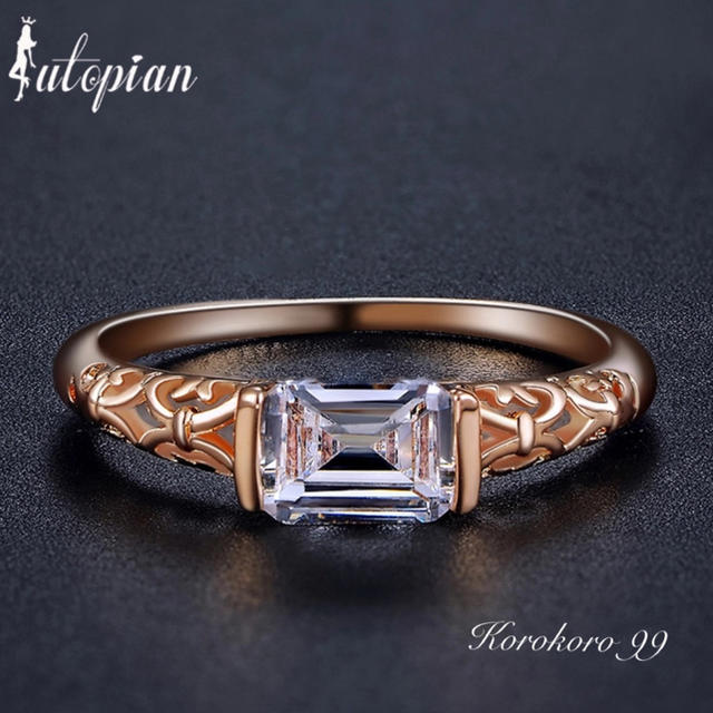 スクエアCzダイヤモンドリング レディースのアクセサリー(リング(指輪))の商品写真