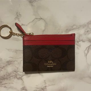 コーチ(COACH)のCOACH コインケース パスケース レッド シグネチャー柄 H1981(コインケース)