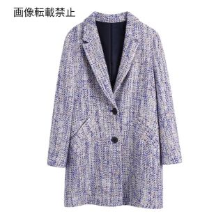 ザラ(ZARA)の🧥2月新作👠7583◆purple パープル ツイード ジャケット (テーラードジャケット)