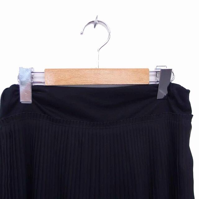 COMME CA ISM(コムサイズム)のコムサイズム プリーツ スカート ひざ丈 薄手 L 黒 ブラック /TT14 レディースのスカート(ひざ丈スカート)の商品写真