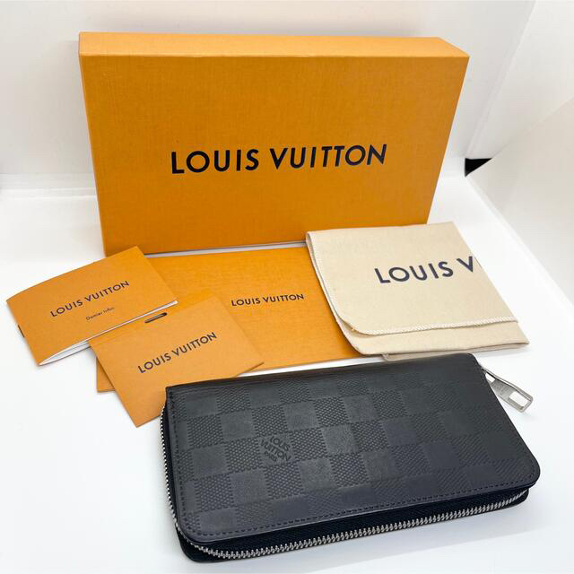 LOUIS VUITTON(ルイヴィトン)の美品 ルイヴィトン 長財布 アンフィニ ダミエ ラウンド メンズ 革 レザー 紺 メンズのファッション小物(長財布)の商品写真