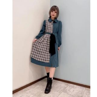 アクシーズファム(axes femme)のaxes femme チェックバイカラーワンピース(ミニワンピース)