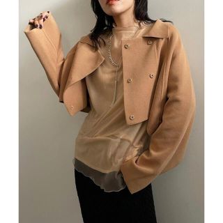 アメリヴィンテージ(Ameri VINTAGE)のJACKET LIKE SHORT KNIT  キャメル　新品タグ付き最終値下げ(ニット/セーター)