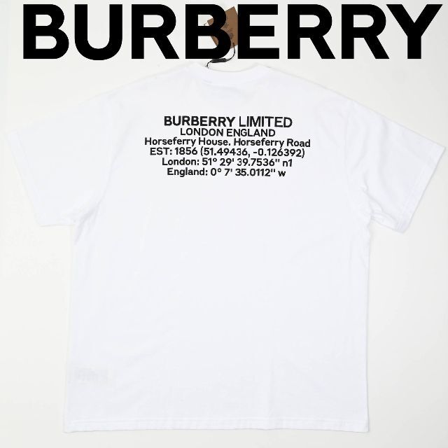 新品 BURBERRY ロケーションプリントオーバー Tシャツ 白-