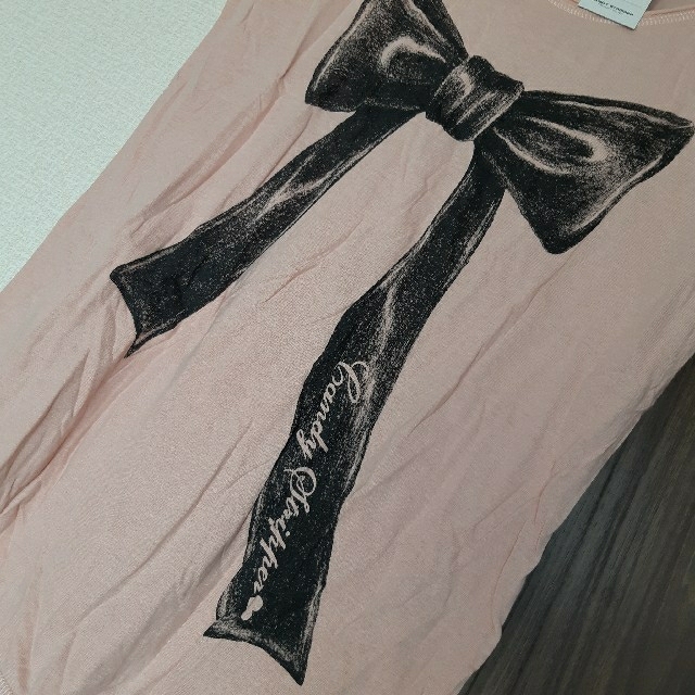 Candy Stripper(キャンディーストリッパー)のCandy Stripper　キャンスパ　カットソー　Tシャツ　リボン　ピンク レディースのトップス(Tシャツ(半袖/袖なし))の商品写真