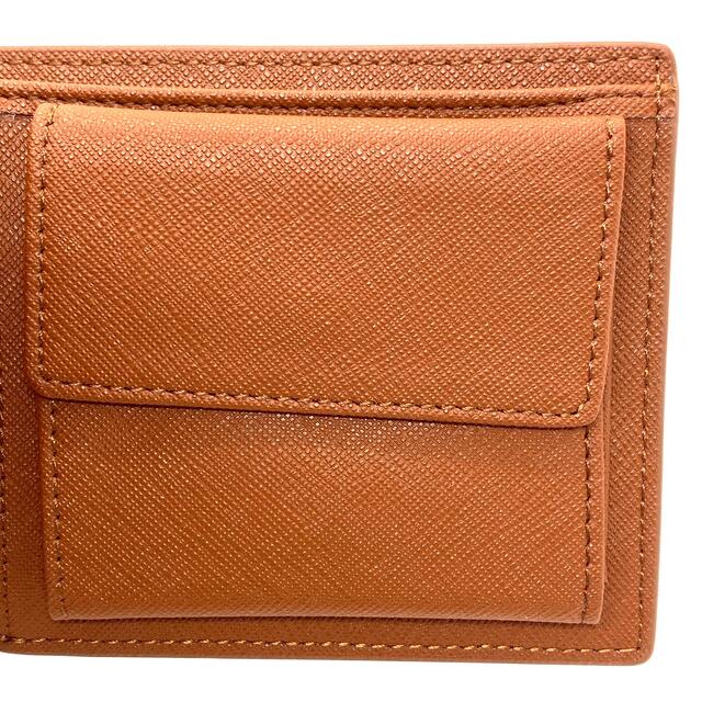 大人のお財布 本革 コードバン風 二つ折り財布 茶 メンズのファッション小物(折り財布)の商品写真