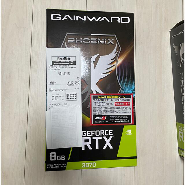 rtx3070 非LHR レシート、補償付き  GAINWARD PHOENIXPCパーツ