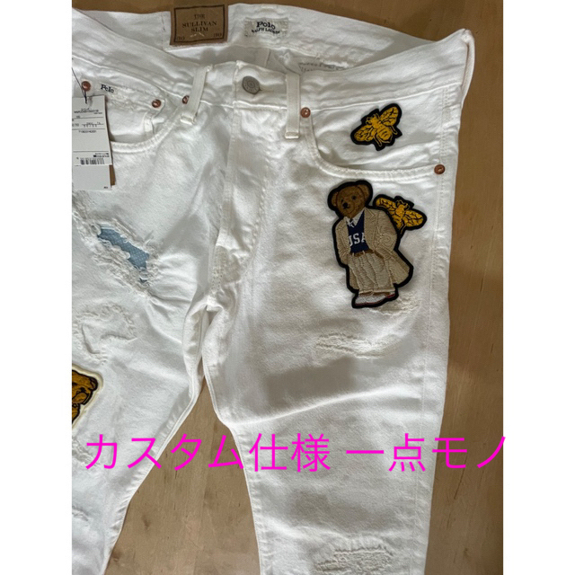 POLO RALPH LAUREN(ポロラルフローレン)の【レア 一点モノ】ポロラルフローレン ポロベア カスタム クラッシュデニム  メンズのパンツ(デニム/ジーンズ)の商品写真