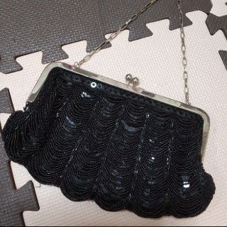 組曲 パーティバック 黒 ビーズ スパンコール