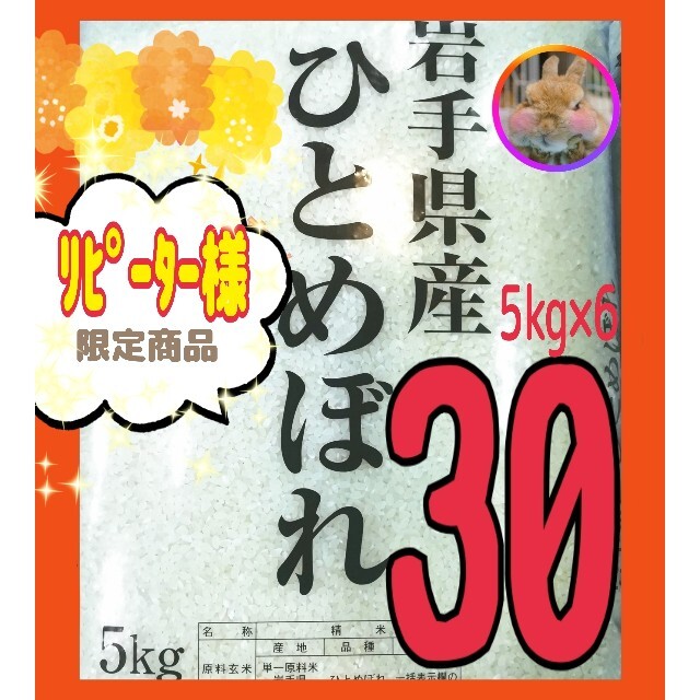 お米【ひとめぼれ 30kg】R3年産/5kg×6/精米済 白米/ｼﾞｯﾌﾟﾛｯｸ 食品/飲料/酒の食品(米/穀物)の商品写真