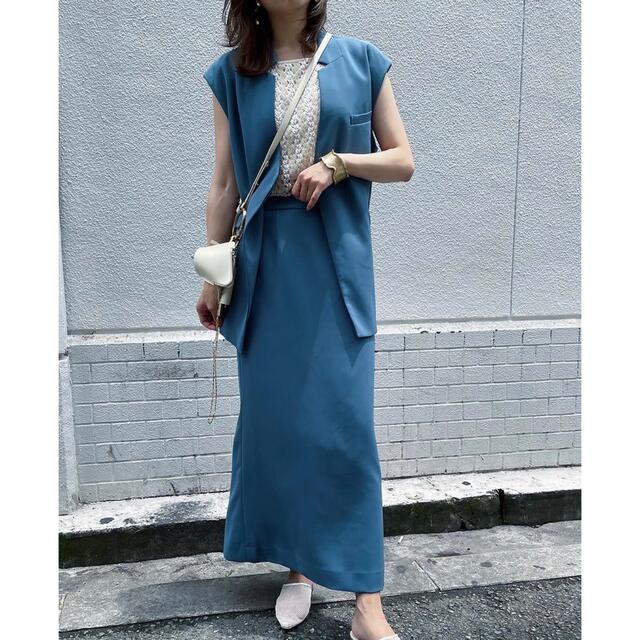 AMERI OTONA WRAP VEST SET UP DRESS M ブルー | loja