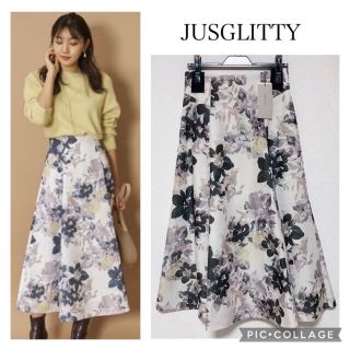 ジャスグリッティー(JUSGLITTY)のJUSGLITTY ジャスグリッティー　 シックフラワープリントスカート (ひざ丈スカート)