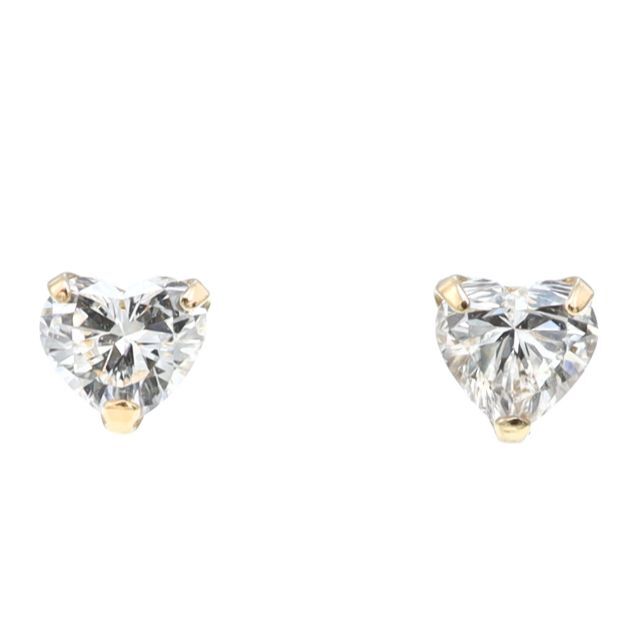 ハートダイヤモンド合計0.20ct】ハートダイヤのシンプルピアス K18YG
