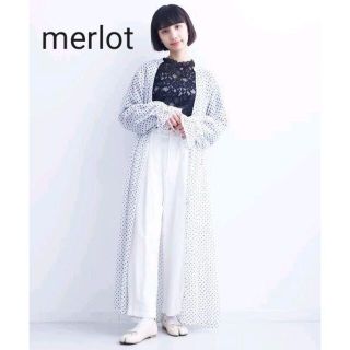 メルロー(merlot)のmerlot　メルロー　ドット柄シースルーガウンワンピース(ロングワンピース/マキシワンピース)