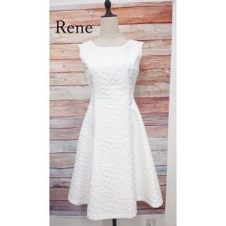 ルネ(René)の【美品】Rene フラワージャガード ノースリーブ ワンピース　36（M相当）(ひざ丈ワンピース)