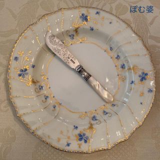 マイセン(MEISSEN)の【英国製 バターナイフ】純銀 スターリングシルバー＆白蝶貝／ナイフ１本(食器)