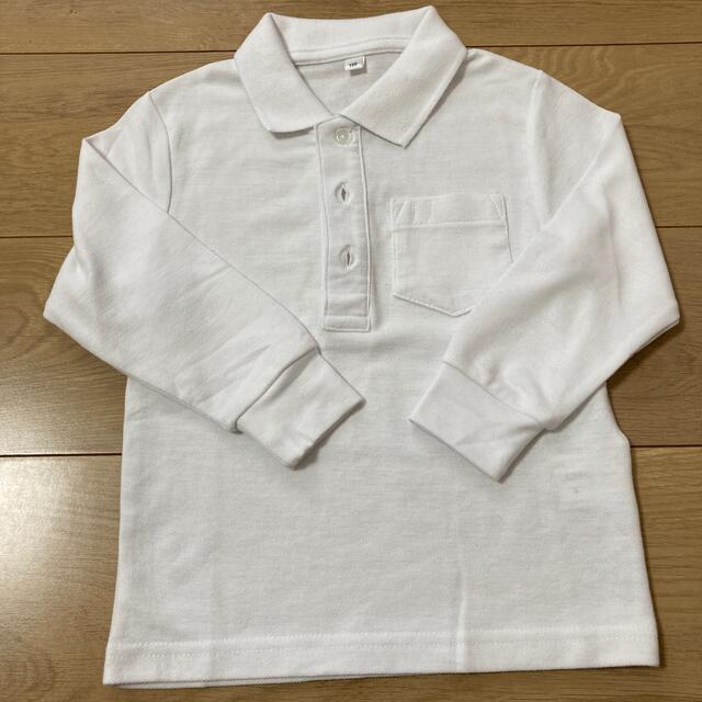 長袖ポロシャツ　白　100  キッズ/ベビー/マタニティのキッズ服男の子用(90cm~)(Tシャツ/カットソー)の商品写真