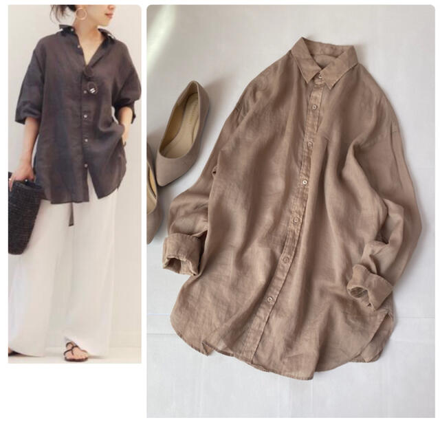 Plage(プラージュ)の美品✨プラージュ シャツ 麻 ブラウス 春服 カットソー リネン オーバーサイズ レディースのトップス(シャツ/ブラウス(長袖/七分))の商品写真