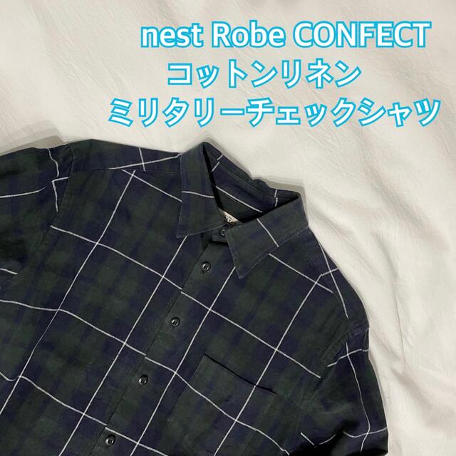 【CONFECT】コットンリネンミリタリーチェックシャツ 3.4万→7,800円