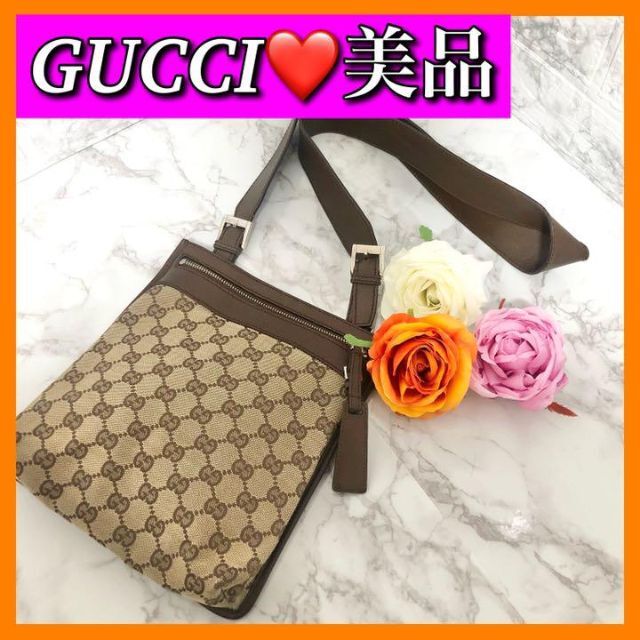 Gucci - 美品❤️GUCCIグッチ GGキャンバス×レザー ショルダーバッグ Gucci - 美品❤️GUCCIグッチ GGキャンバス×レザー ショルダーバッグ