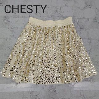 チェスティ(Chesty)のCHESTY チェスティ　スパンコールチュールスカート(ミニスカート)