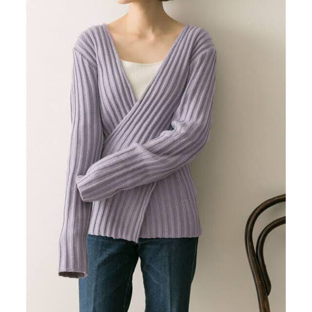 L'Appartement DEUXIEME CLASSE(アパルトモンドゥーズィエムクラス)のR JUBILEE　Rib Cross Knit/最終値下げ レディースのトップス(ニット/セーター)の商品写真