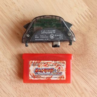 ゲームボーイアドバンス(ゲームボーイアドバンス)のGBA ポケットモンスター 赤 ファイアレッド ワイヤレスアダプタ　セット(携帯用ゲームソフト)