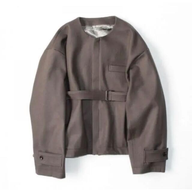 stein NO COLLAR BELTED JACKET  G.TAUPE