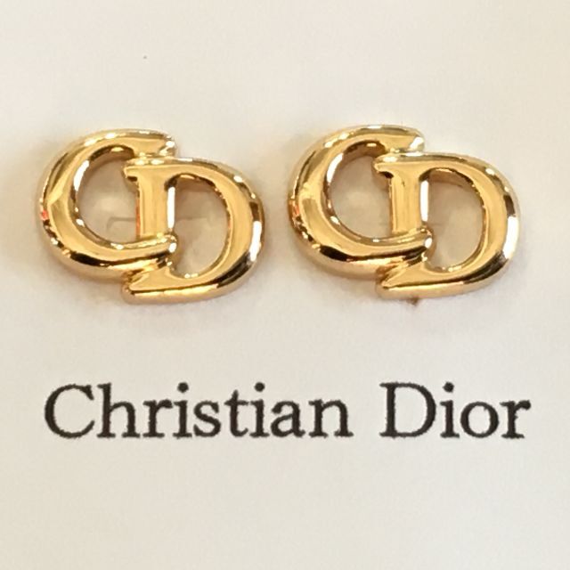 極美品✨　Dior　イヤリング CD ロゴ　ラインストーン　希少　刻印　サークル90s希少金トロッター