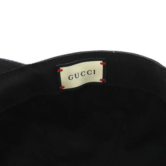 Gucci(グッチ)のグッチ ベースボールキャップ 帽子 ロゴ コットン M 58 黒 ブラック 白 レディースの帽子(キャップ)の商品写真