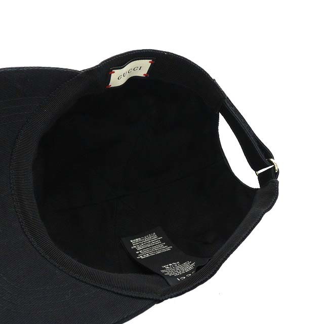 Gucci(グッチ)のグッチ ベースボールキャップ 帽子 ロゴ コットン M 58 黒 ブラック 白 レディースの帽子(キャップ)の商品写真