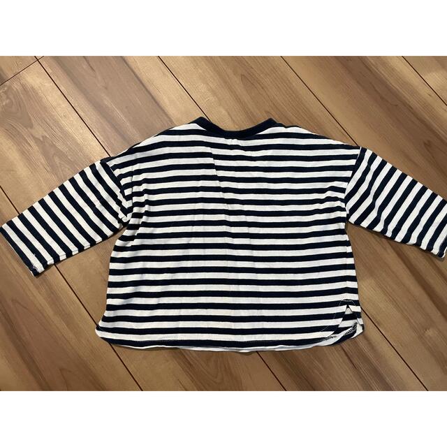 しまむら(シマムラ)のボーダーTシャツ　サイズ80  ワンチャンワッペン キッズ/ベビー/マタニティのベビー服(~85cm)(Ｔシャツ)の商品写真