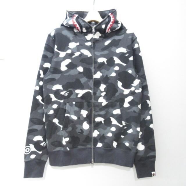 アベイシングエイプ A BATHING APE シャークパーカー 蓄光 灰 L