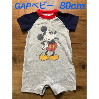 ベビーギャップ(babyGAP)の「中古品」GAPベビー ミッキー ロンパース 半袖80cm (ロンパース)