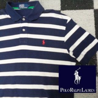 ラルフローレン(Ralph Lauren)の【Poloラルフローレン】鹿の子ボーダーポロシャツ海外L(ポロシャツ)