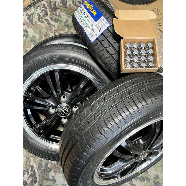 専用」㉗155.65.14新品グッドイヤータイヤと中古美品ホイールとナット