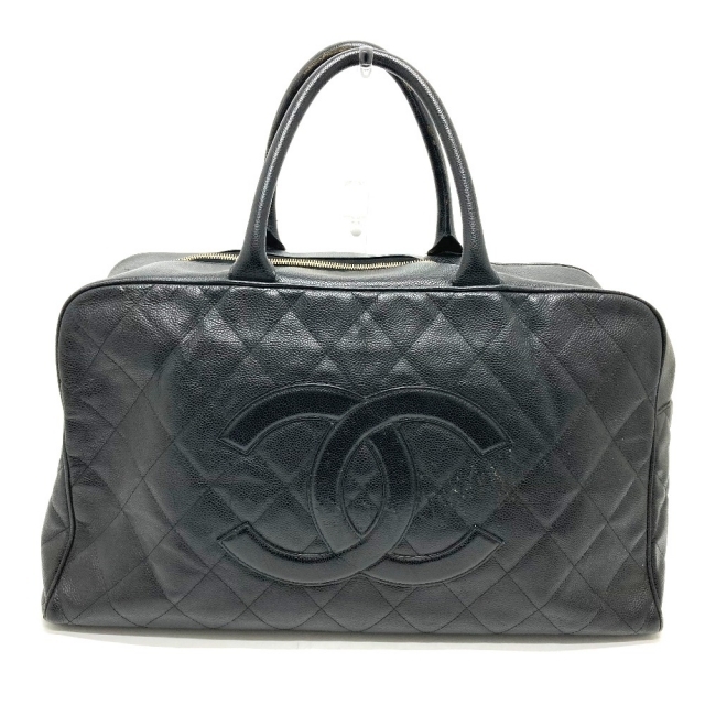 男性に人気! CHANEL ブラック キャビアスキン ボストンバッグ 50 ラージ ココマーク CC マトラッセ CHANEL シャネル - ボストンバッグ